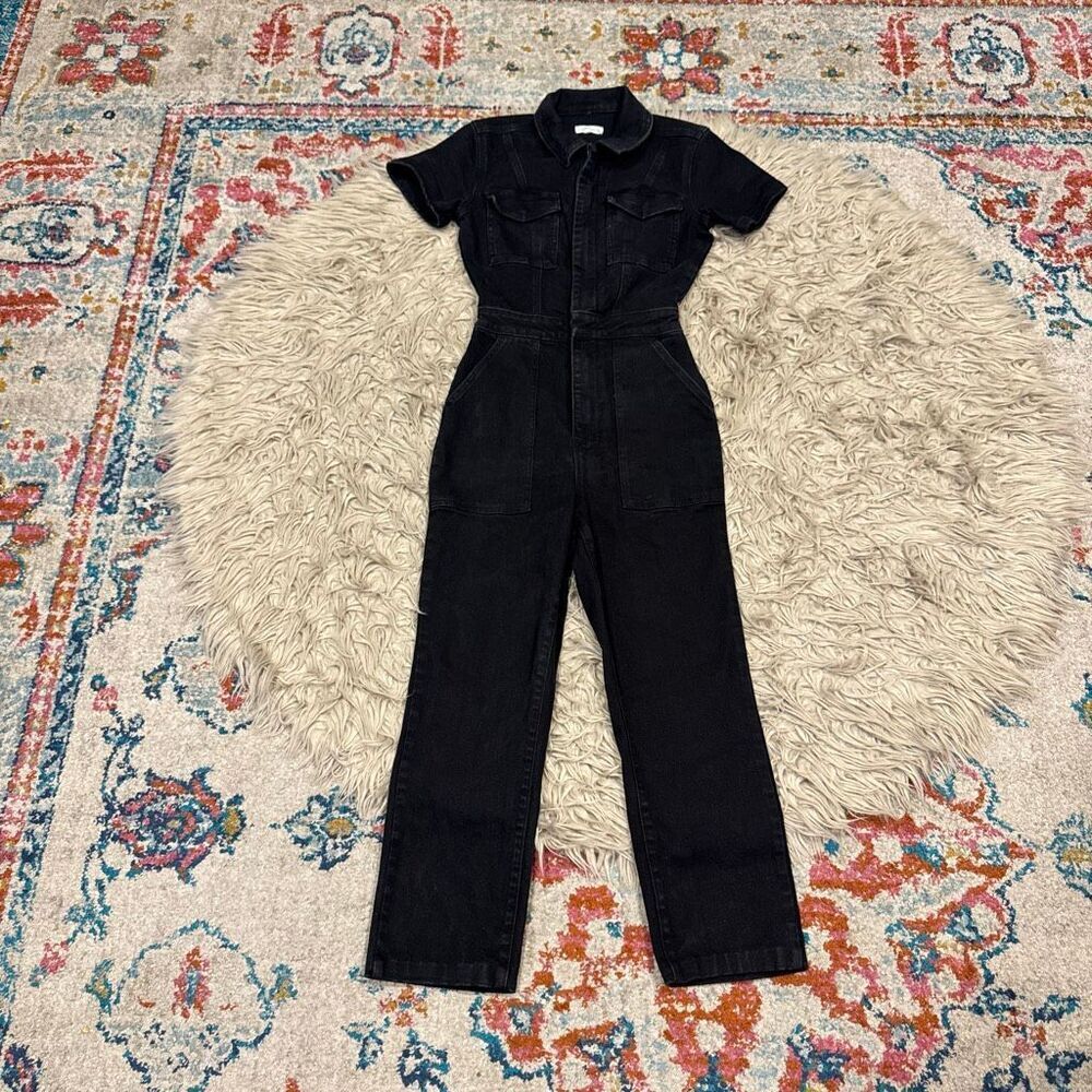 GOOD AMERICAN Black Utility Denim Jumpsuit Size  Small - Picture 2 of 6